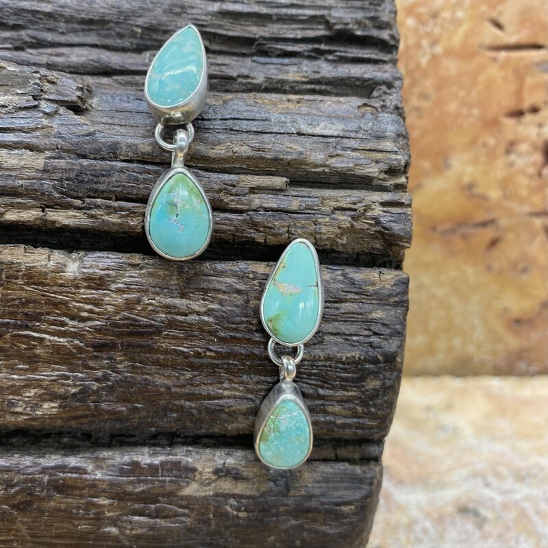 Sonoran Turquoise Brushed Silver Post Earrings
