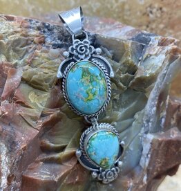 SUNWEST SILVER 2 Stone Sonoran Turquoise Pendant