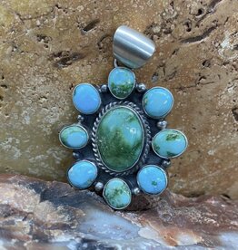 First American Traders Sonoran Turquoise Pendant 9 Stone