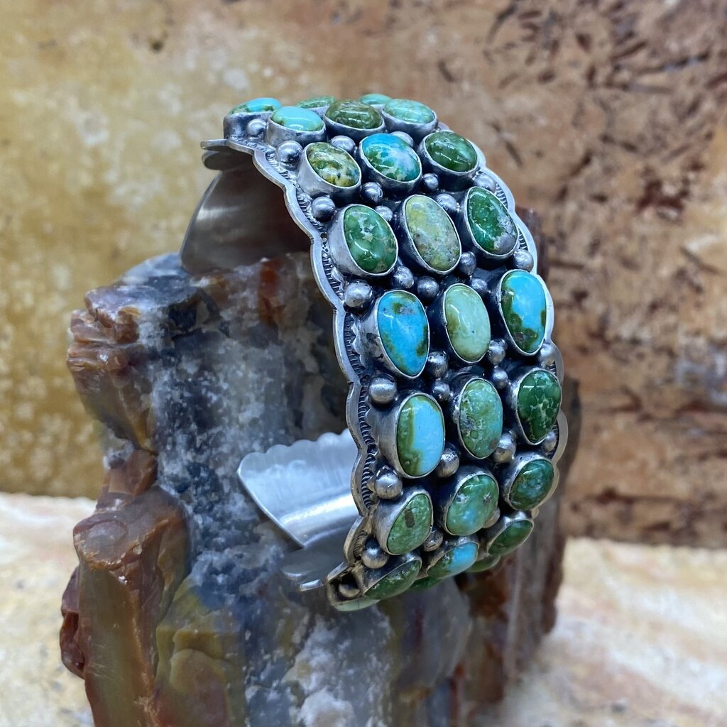 RUNNING BEAR 27 Stone Sonoran Turquoise Bracelet by Tom Lewis