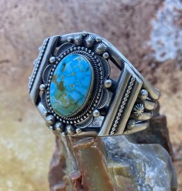 RUNNING BEAR Sonoran Turquoise Cuff w/ Brushed Silver