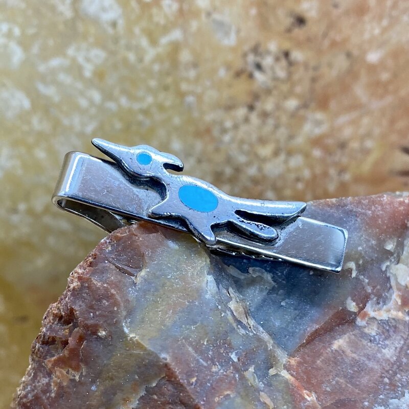 Road Runner Turquoise & Silver Tie Clip