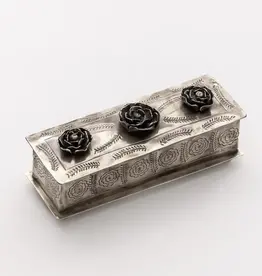 Medium Stamped Rose Pencil Box