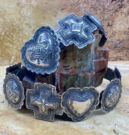 Heart Concho Belt - 14 Handstamped conchos - Adjustable