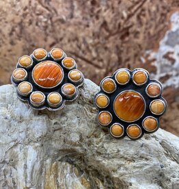 Federico Orange Spiny Oyster Flower Post Earrings
