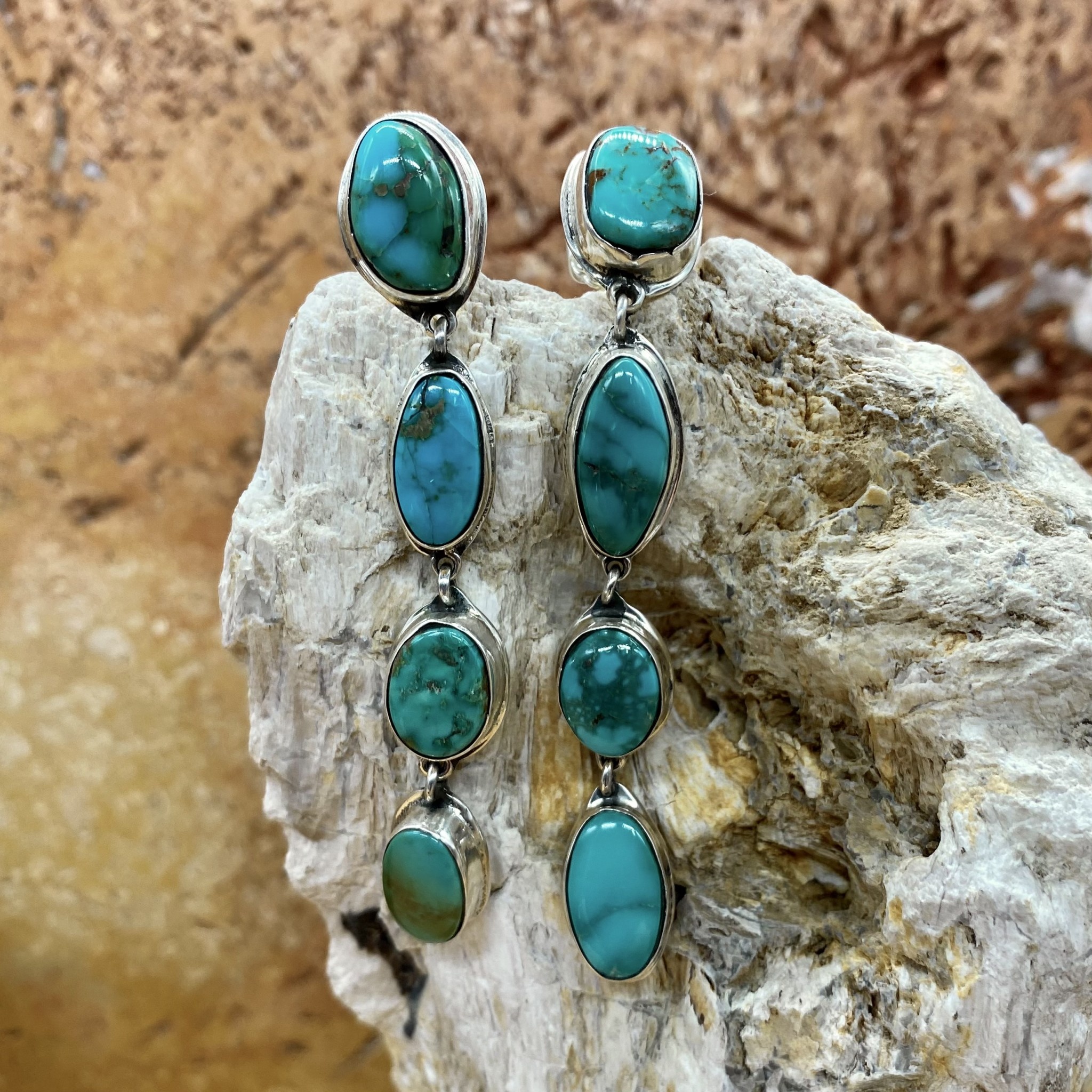 Federico Stone Kingman Turquoise Earrings White Buffalo