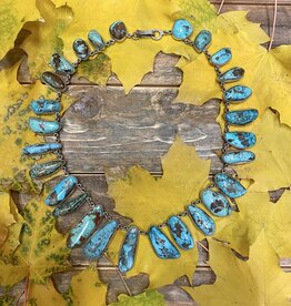 Federico 29 stone Kingman turquoise necklace 21"