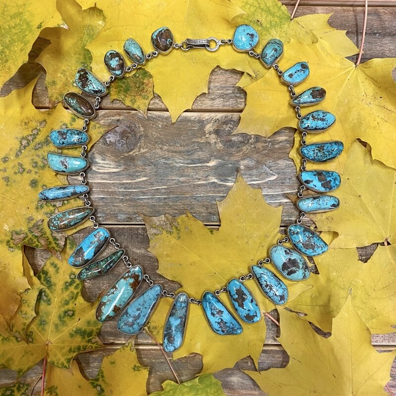 Federico 29 stone Kingman turquoise necklace 21"