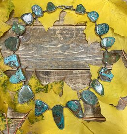 Federico 19 stone Royston turquoise necklace 21"