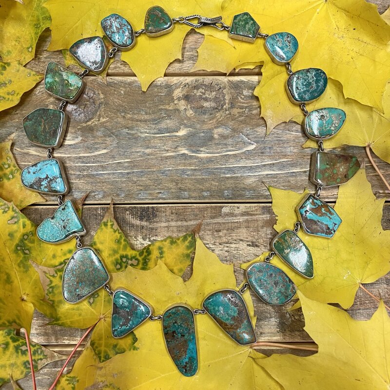 Federico 19 stone Royston turquoise necklace 21"