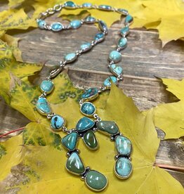 Federico 32 stone Turquoise naja necklace 25"