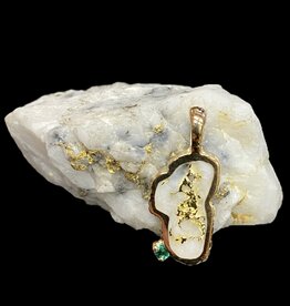Oro-Cal Gold Quartz Lake Tahoe Pendant w/ Emerald Bay-PLTQEM