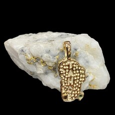 Oro-Cal Gold Quartz Lake Tahoe Pendant w/ Emerald Bay-PLTQEM