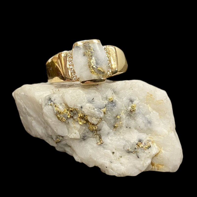 Oro-Cal Gold Quartz Ring RL640D16Q-(G4) - 8/.02CT - 7