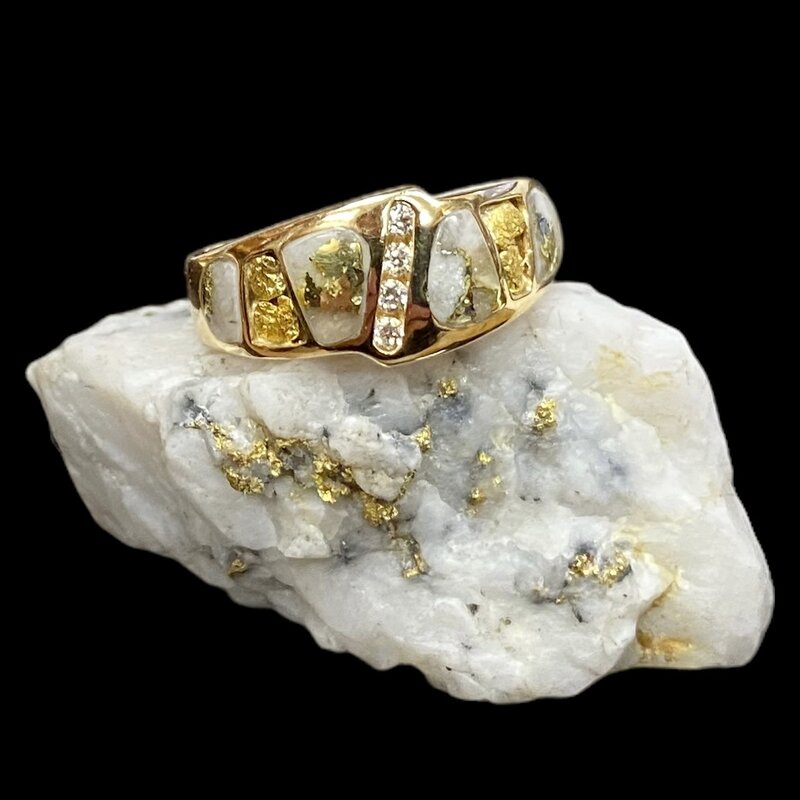 Oro-Cal Gold Quartz Ring RL882D8NQ-(G4) - 4/.02CT - 7.5