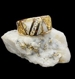Gold Quartz Ring nuggets, diamonds 4.5 ct 6.75 RL8883D20Q