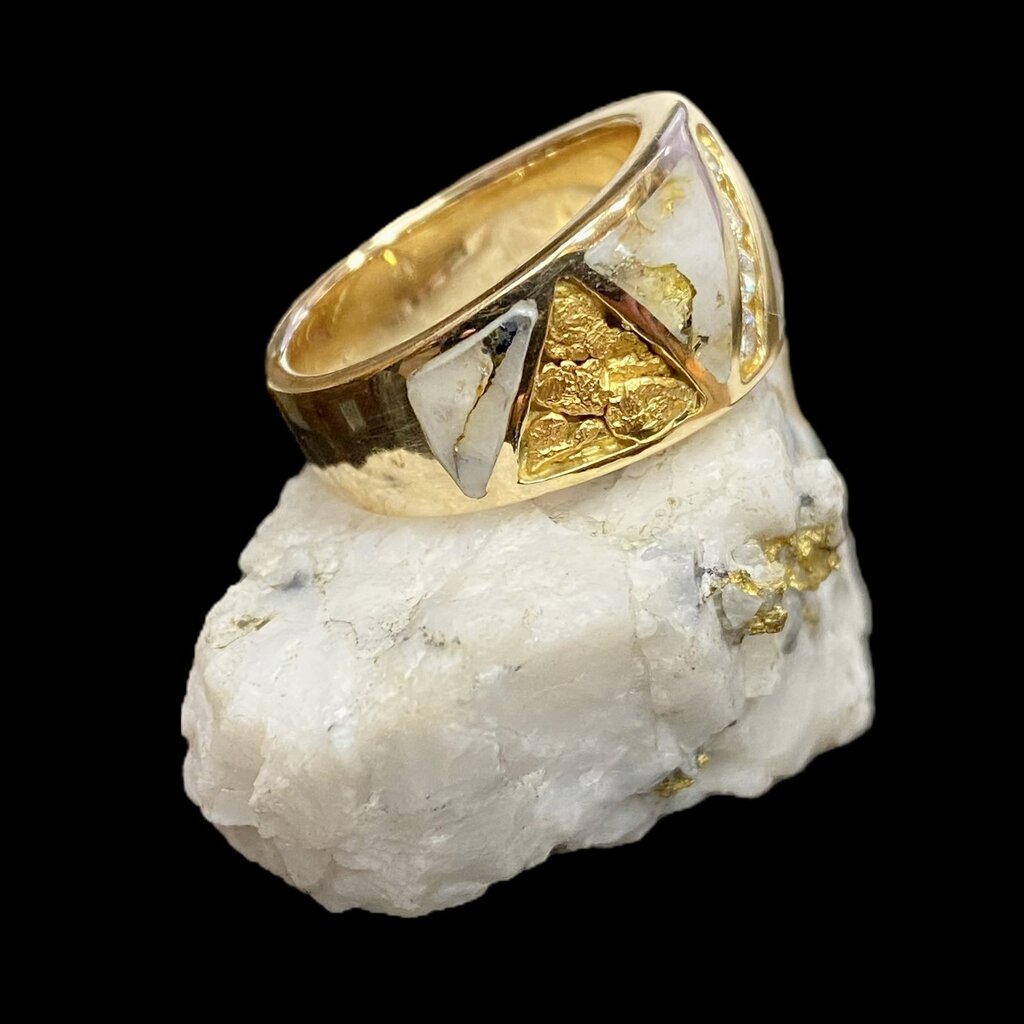 Gold Quartz Ring nuggets, diamonds 4.5 ct 6.75 RL8883D20Q