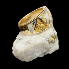 Gold Quartz Ring nuggets, diamonds 4.5 ct 6.75 RL8883D20Q