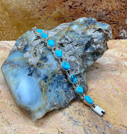 Federico 8 Stone Turquoise Link Bracelet 6.5"