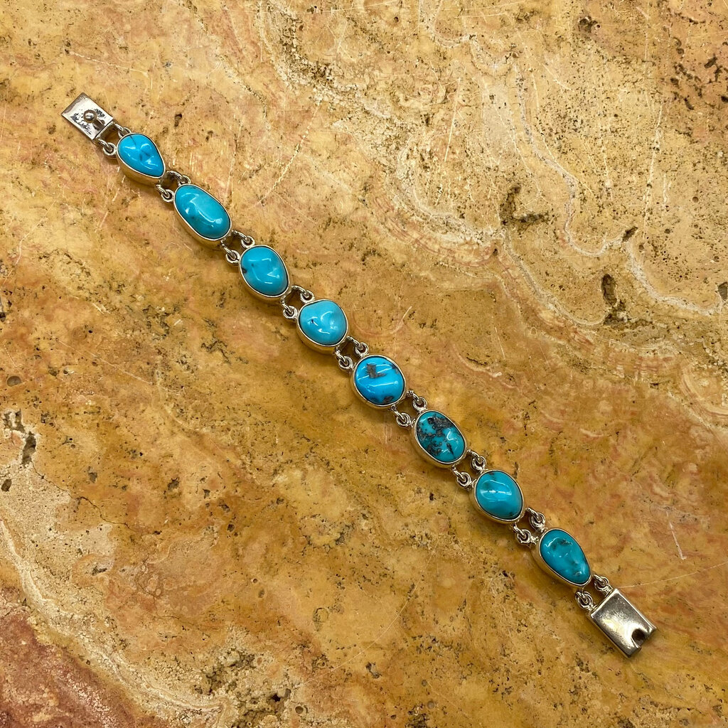 Federico 8 Stone Turquoise Link Bracelet 6.5"