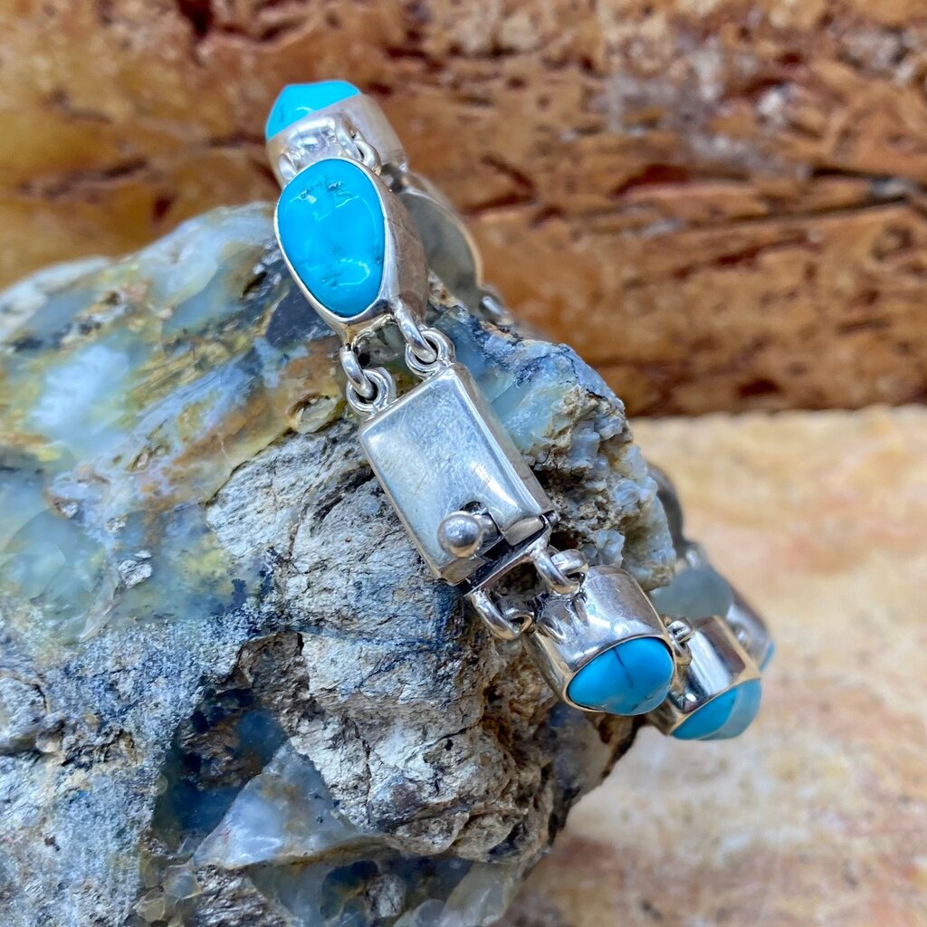 Federico 8 Stone Turquoise Link Bracelet 6.5"