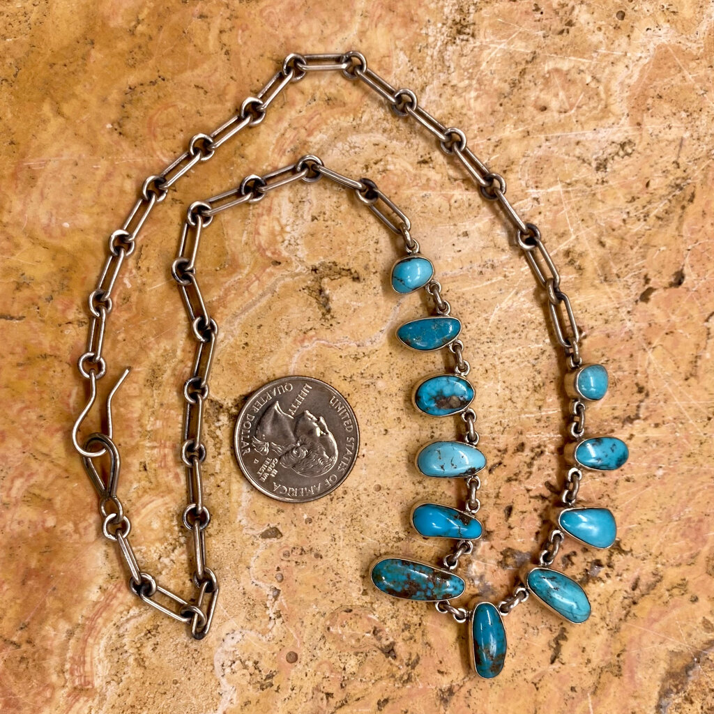 Federico 11 Stone Turquoise Necklace 18"