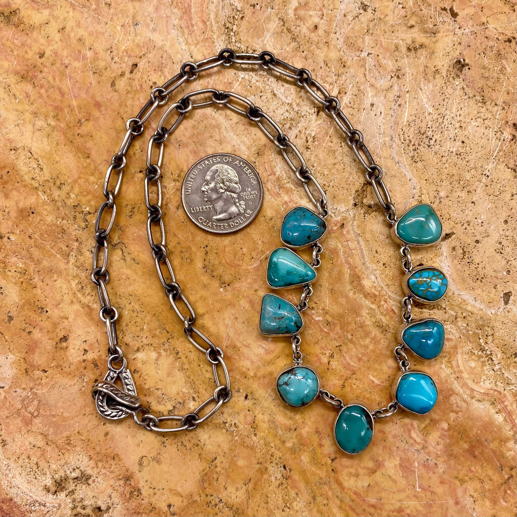 Federico 9 stone Kingman Turquoise necklace 20"