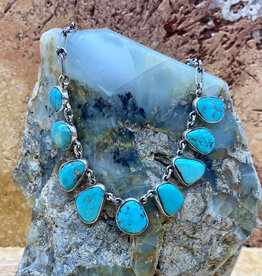Federico 9 stone Kingman turquoise necklace 18"