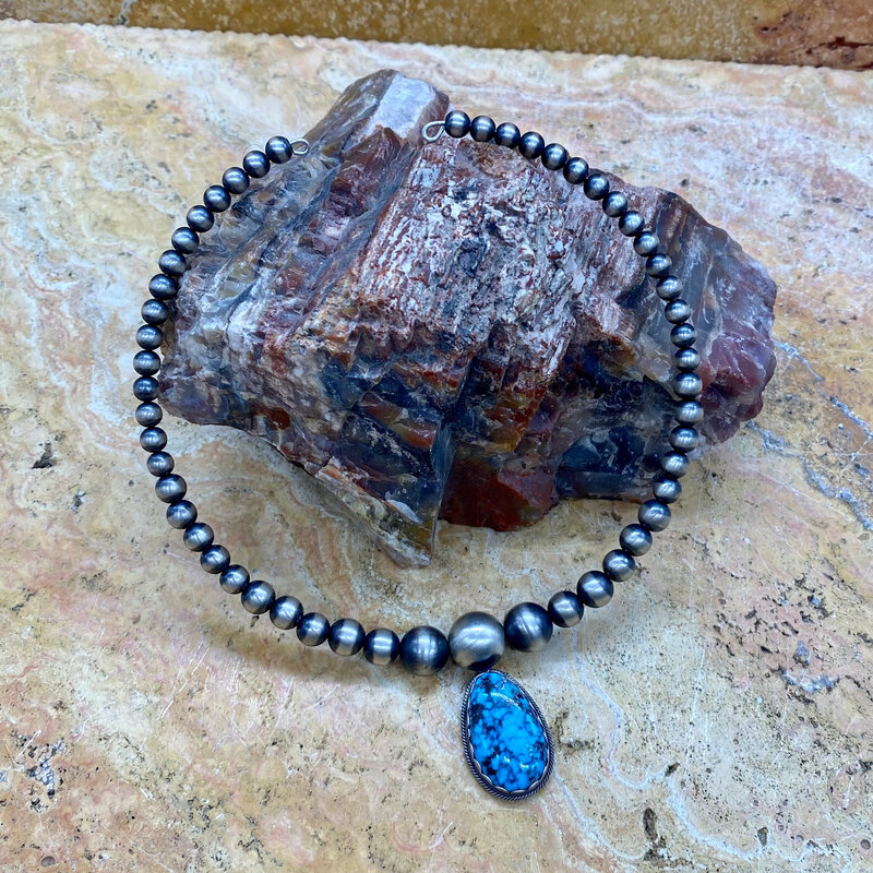 14" Navajo pearl & turquoise choker