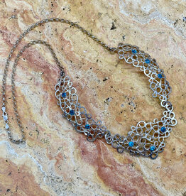 25" Silver Lace & Turquoise Necklace