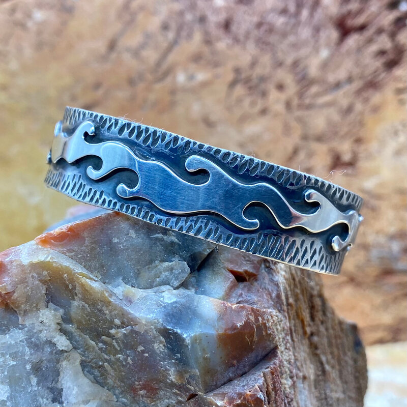 Sterling Silver Cast Cuff- 6.75" Eugene Mitchell