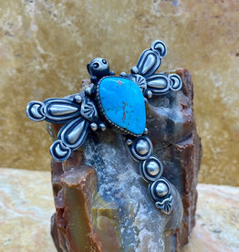 Turquoise & silver dragonfly pin & pendant
