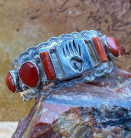 6 stone coral cuff w/ bear paw 6.5"