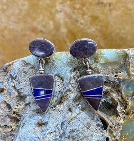 Onyx & lapis inlay post earrings