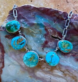 5 stone blue/green turquoise necklace 18"