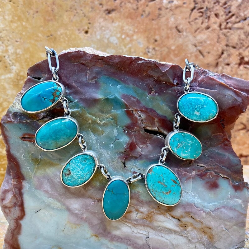 Federico 7 stone turquoise necklace 20"