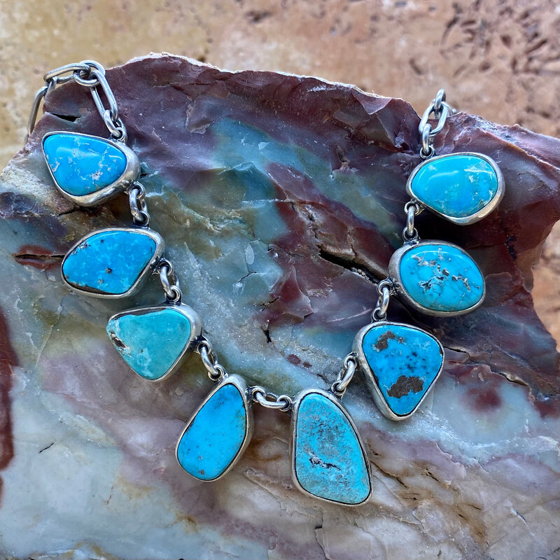 Federico 8 stone mixed turquoise necklace 22"