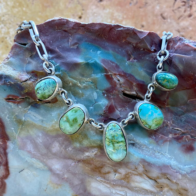 Federico 5 stone Sonoran turquoise necklace 18"