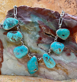 7 stone turquoise necklace 18"