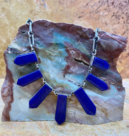 Federico 7 stone lapis arrow necklace 18"
