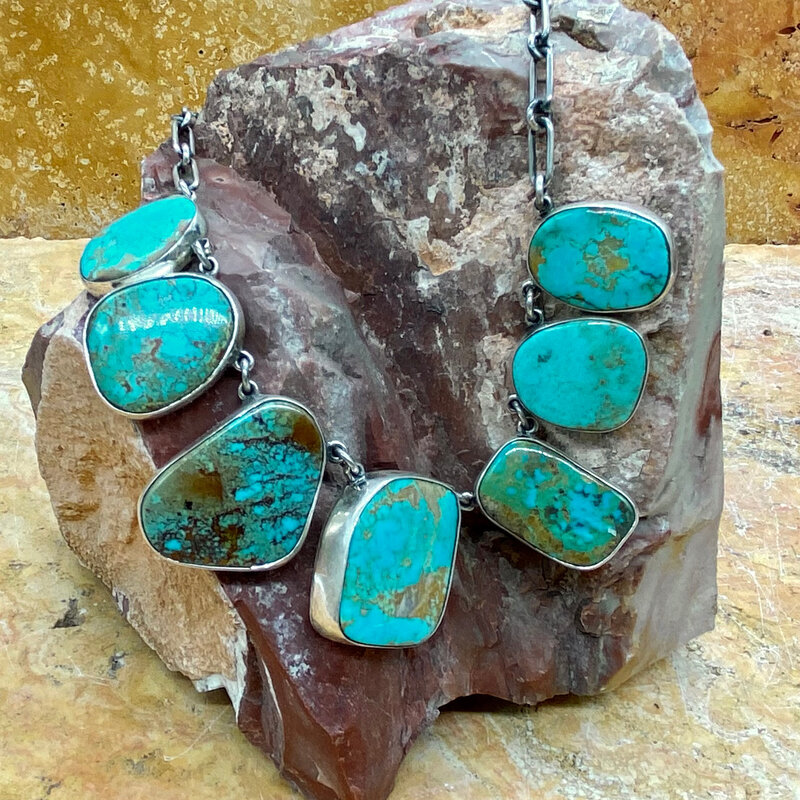 7 stone turquoise necklace 18"