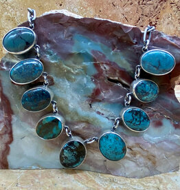9 stone turquoise necklace 22"