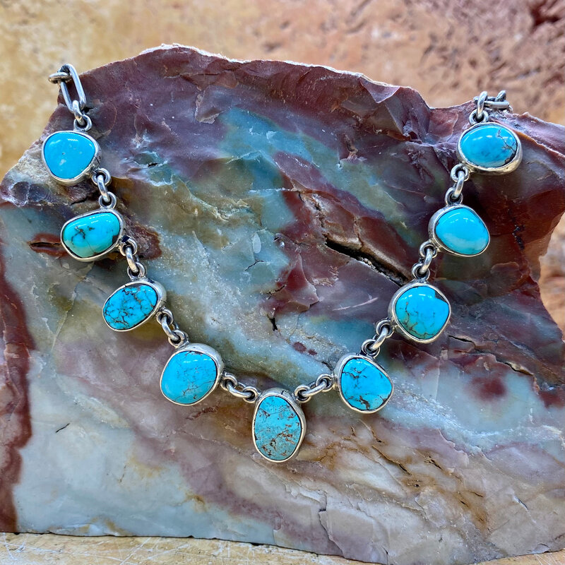 9 stone turquoise necklace 20"