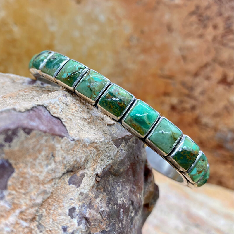 Single row green turquoise bracelet 6.25"