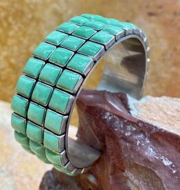 Federico 3 row light green turquoise cuff bracelet 7"