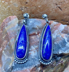 Lapis Post Earrings w/ Long Dangle- Verley Betone