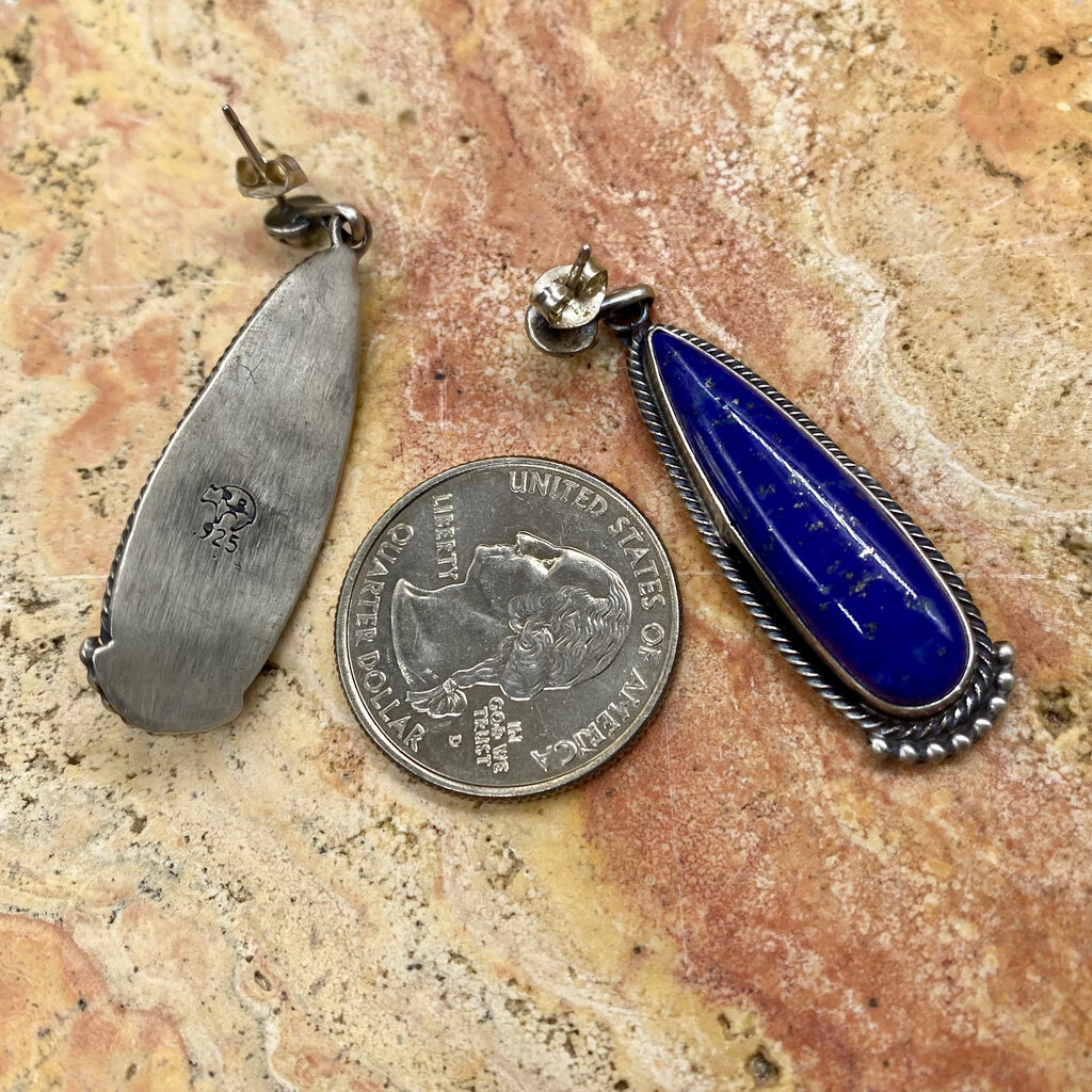 Lapis Post Earrings w/ Long Dangle- Verley Betone