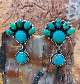 7 Stone Turquoise Drop Earrings
