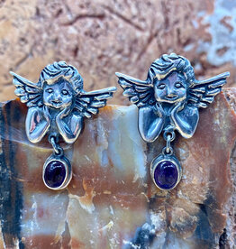 Bishop Amythest Angel Earrings