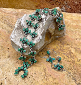 Federico Green turquoise squash blossom necklace & earrings